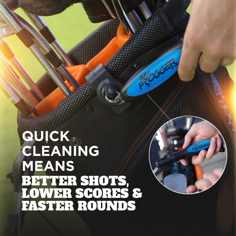 Frogger BrushPro Latch-It Golf Club Cleaner, Ergonomic Grip and Latch-it Magnet, Blue - Professional Golf Club Brush and Groove Cleaner for Golfers - Image 5